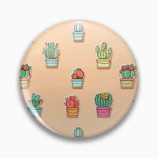 Item preview, Cute Cactus Enamel Pins Pattern Illustration designed and sold by SowCow.