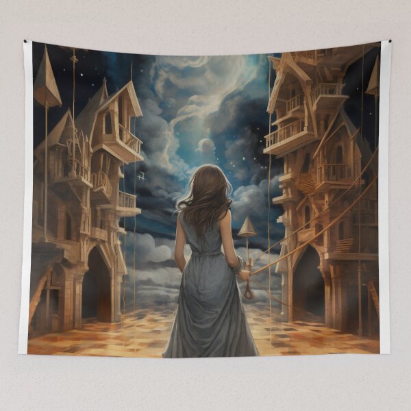 Item preview, Goddess in Checkered Elegance: A Surreal Fusion of Ethereal Beauty and Fantastical Castle designed and sold by oanaunciuleanu.