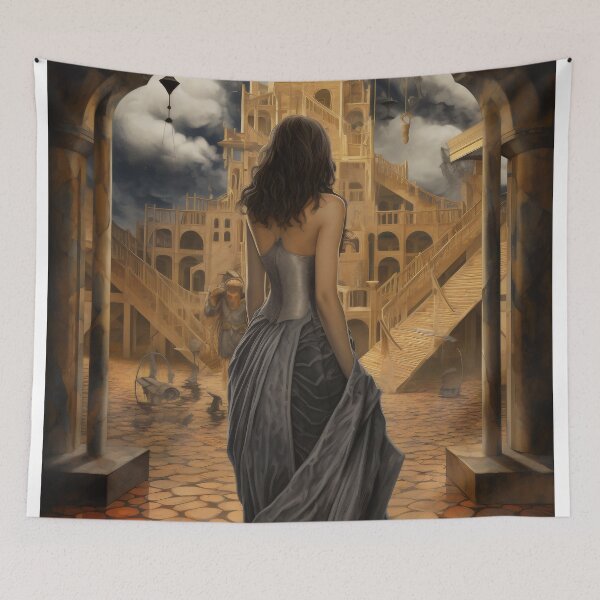 Item preview, Goddess in Checkered Elegance: A Surreal Fusion of Ethereal Beauty and Fantastical Castle designed and sold by oanaunciuleanu.