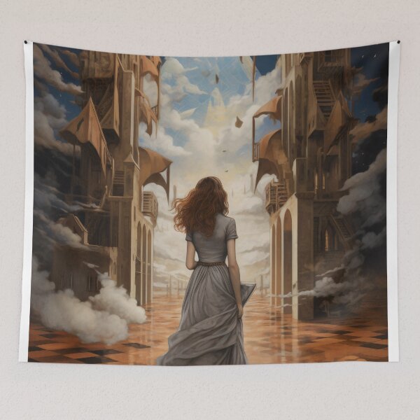 Item preview, Goddess in Checkered Elegance: A Surreal Fusion of Ethereal Beauty and Fantastical Castle designed and sold by oanaunciuleanu.