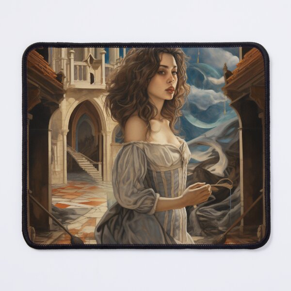 Item preview, Goddess in Checkered Elegance: A Surreal Fusion of Ethereal Beauty and Fantastical Castle designed and sold by oanaunciuleanu.