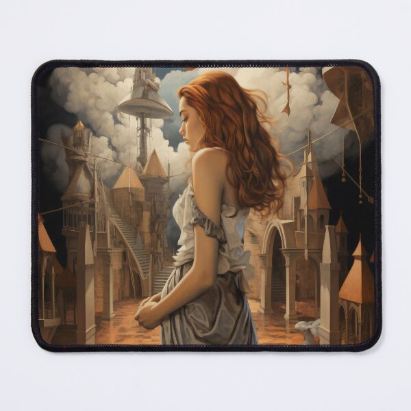 Item preview, Goddess in Checkered Elegance: A Surreal Fusion of Ethereal Beauty and Fantastical Castle designed and sold by oanaunciuleanu.