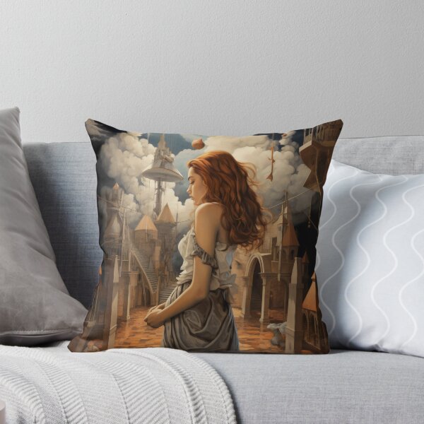 Item preview, Goddess in Checkered Elegance: A Surreal Fusion of Ethereal Beauty and Fantastical Castle designed and sold by oanaunciuleanu.