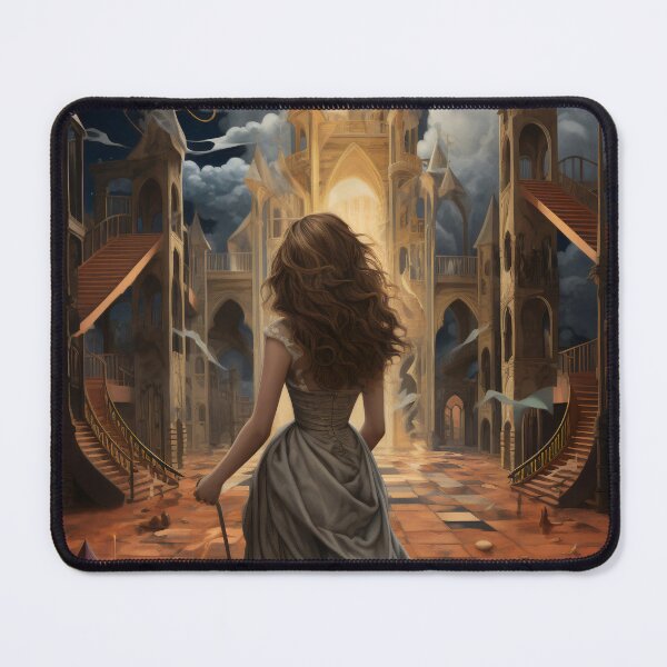 Item preview, Goddess in Checkered Elegance: A Surreal Fusion of Ethereal Beauty and Fantastical Castle designed and sold by oanaunciuleanu.