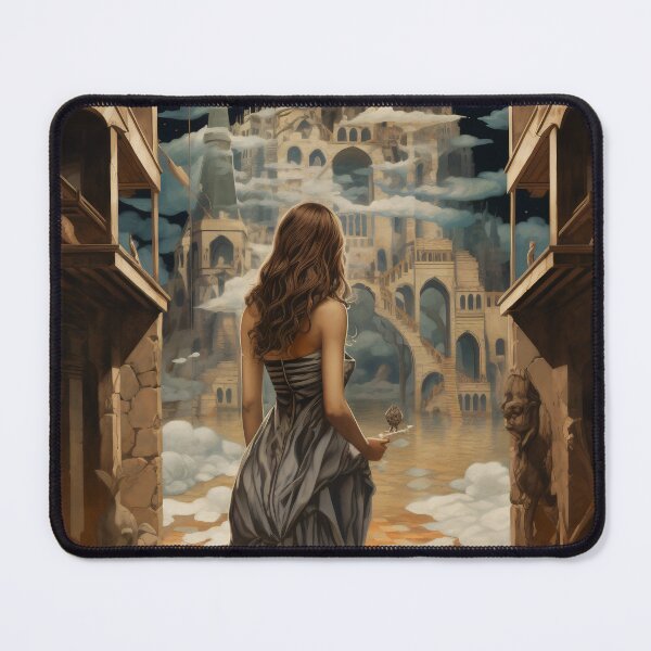 Item preview, Goddess in Checkered Elegance: A Surreal Fusion of Ethereal Beauty and Fantastical Castle designed and sold by oanaunciuleanu.
