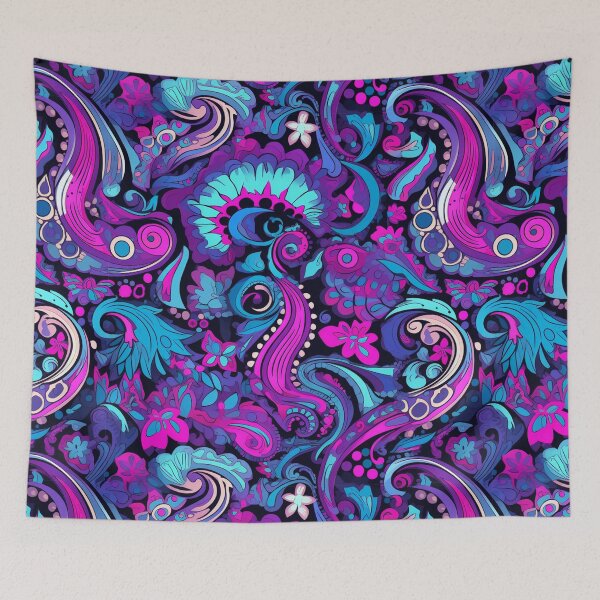 Item preview, Magenta and Cyan Paisley Pattern designed and sold by Caladan-Sam.