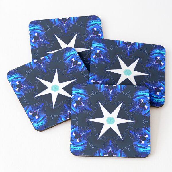 Item preview, white star on blue kaleidoscope background designed and sold by Gabriel BOCQUAIRE.