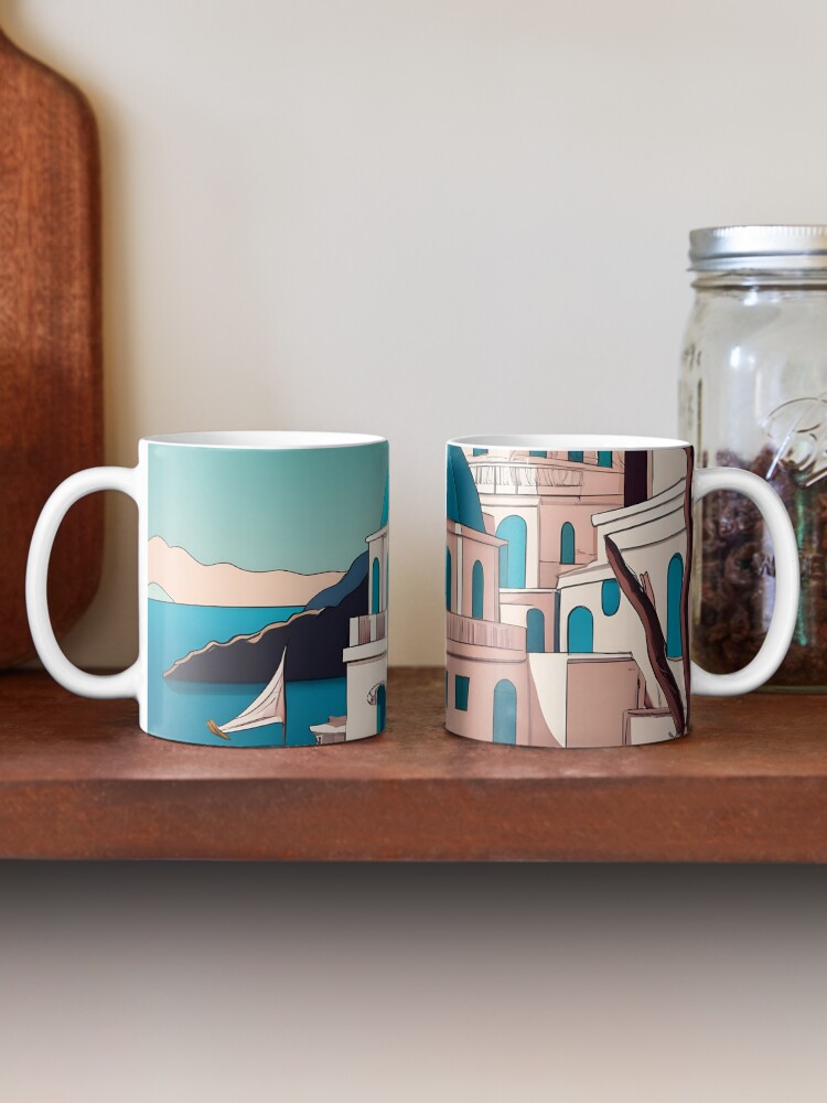 Thumbnail 2 of 6, Coffee Mug, Old Traditional Greece house Cycladic homes Drawing designed and sold by Patricks-Art.