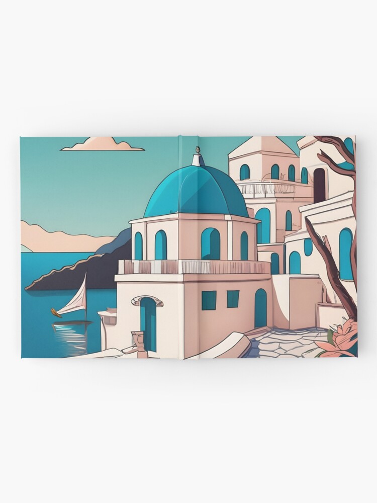 Thumbnail 2 of 3, Journal, Old Traditional Greece house Cycladic homes Drawing designed and sold by Patricks-Art.