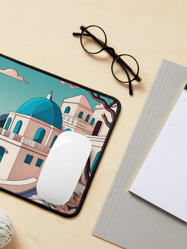 Thumbnail 3 of 5, Mouse Pad, Old Traditional Greece house Cycladic homes Drawing designed and sold by Patricks-Art.