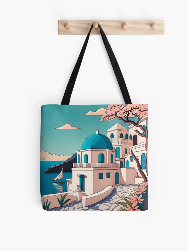 Thumbnail 1 of 2, Tote Bag, Old Traditional Greece house Cycladic homes Drawing designed and sold by Patricks-Art.