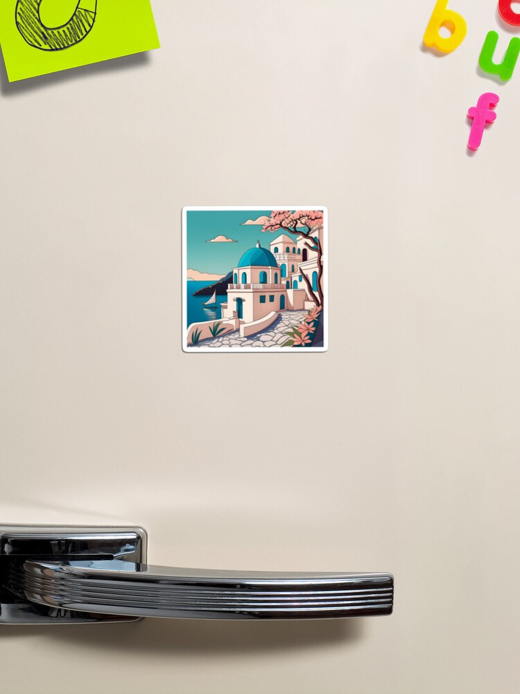 Thumbnail 1 of 3, Magnet, Old Traditional Greece house Cycladic homes Drawing designed and sold by Patricks-Art.