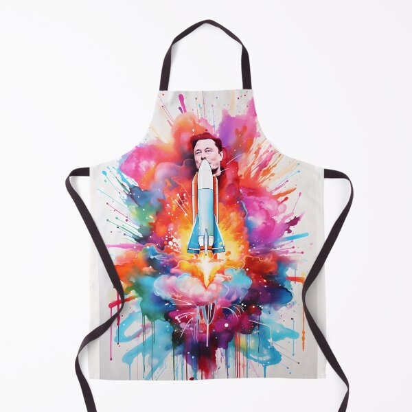 Aperçu de l'œuvre Lancement de fusée avec Elon Musk dans des couleurs vives dans le style d'explosions de couleurs expressionnistes créée et vendue par AI-Only Creations.