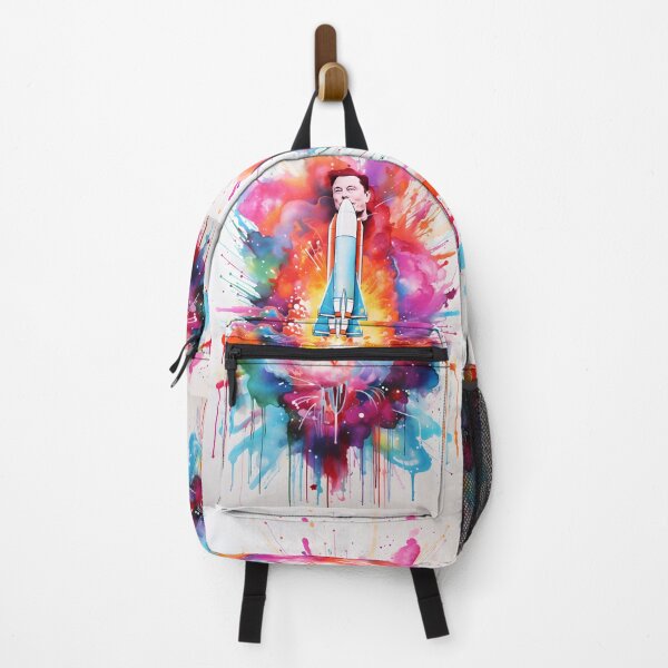 Item preview, Rocket launch with Elon Musk in vibrant colors in the style of expressionistic color explosions designed and sold by AI-Only Creations.