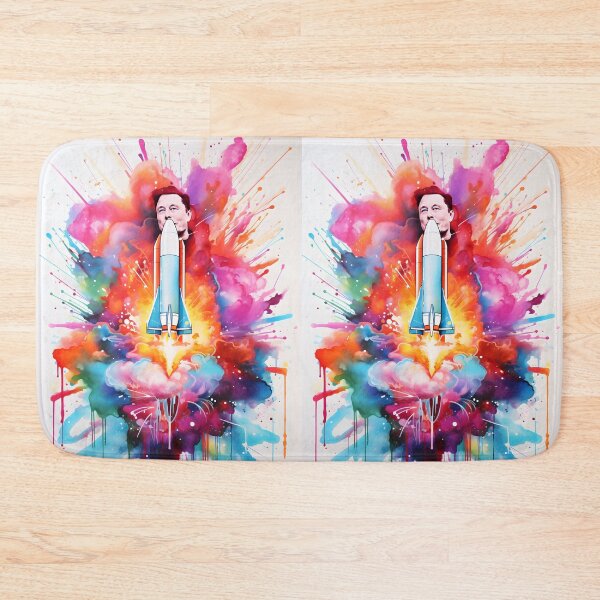 Item preview, Rocket launch with Elon Musk in vibrant colors in the style of expressionistic color explosions designed and sold by AI-Only Creations.