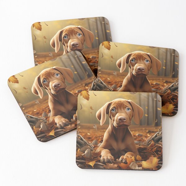 Item preview, Vizsla Puppy In Autumn designed and sold by ZenEverAI.