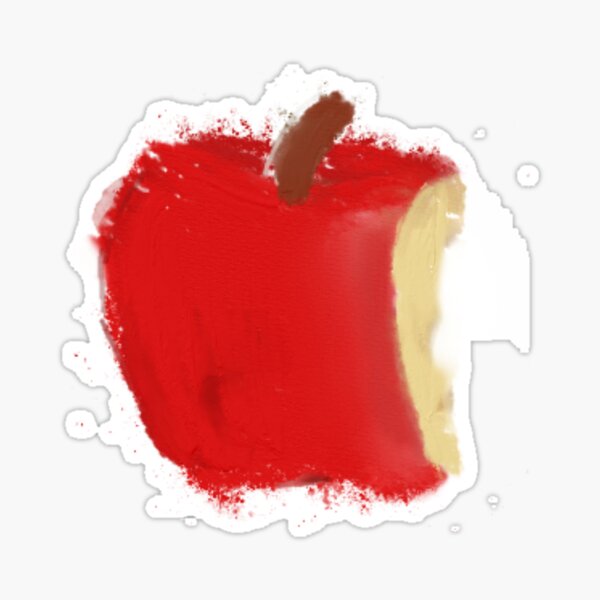 Apple logo bitten into Sticker for Sale by tropicalhen133