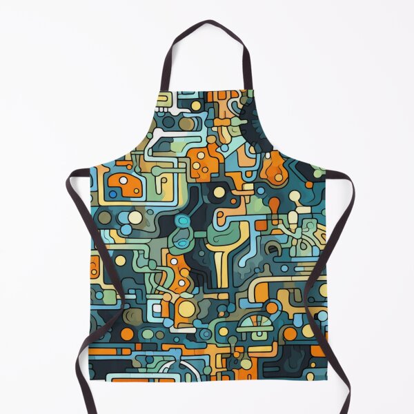 Item preview, Colorful fantasy pattern orange blue white green turquoise yellow black ornaments circuit diagram designed and sold by G-M-Designs.