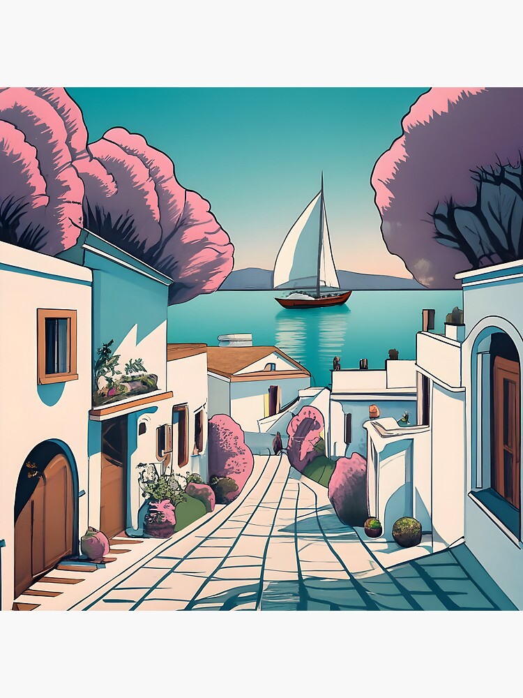 Thumbnail 3 of 3, Pin, Old Traditional Greece Cycladic homes designed and sold by Patricks-Art.