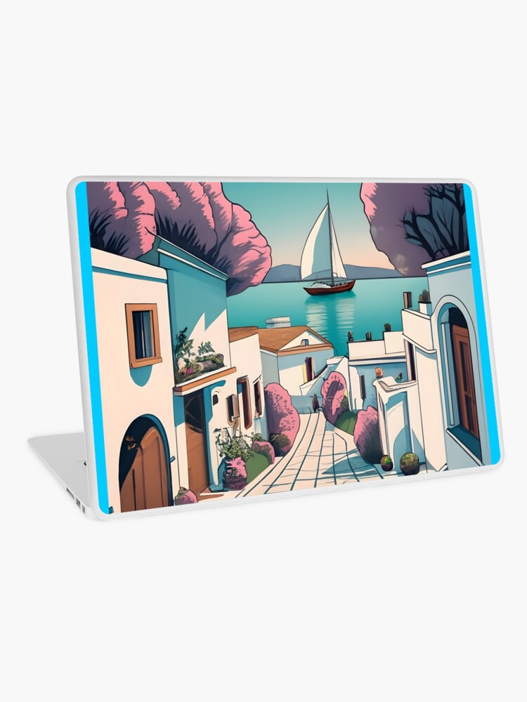 Thumbnail 1 of 2, Laptop Skin, Old Traditional Greece Cycladic homes designed and sold by Patricks-Art.