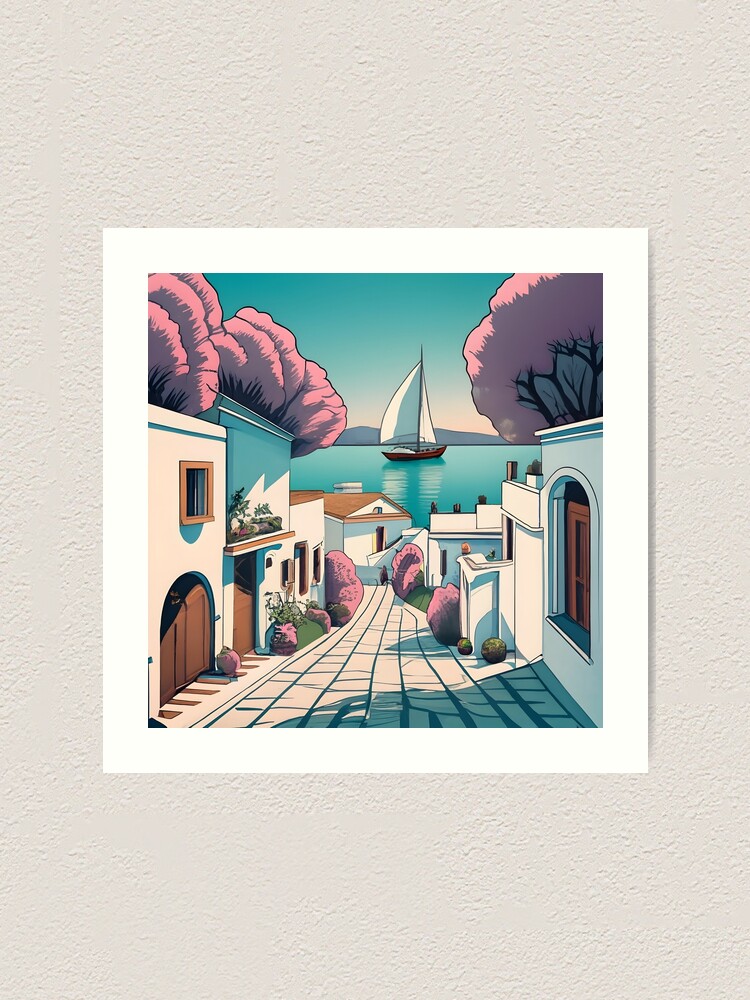 Thumbnail 1 of 3, Art Print, Old Traditional Greece Cycladic homes designed and sold by Patricks-Art.