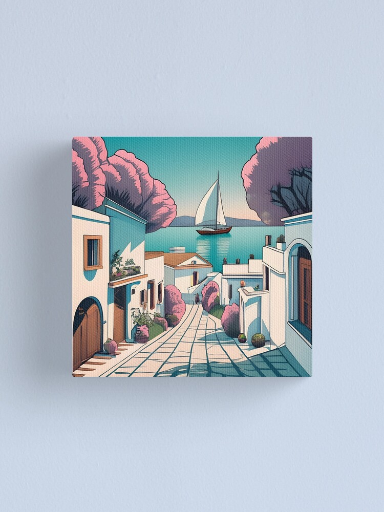 Thumbnail 1 of 3, Canvas Print, Old Traditional Greece Cycladic homes designed and sold by Patricks-Art.