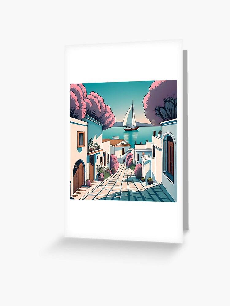 Thumbnail 1 of 2, Greeting Card, Old Traditional Greece Cycladic homes designed and sold by Patricks-Art.