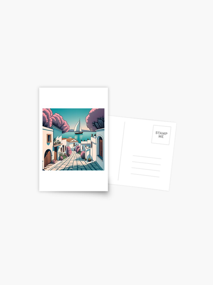 Thumbnail 1 of 2, Postcard, Old Traditional Greece Cycladic homes designed and sold by Patricks-Art.