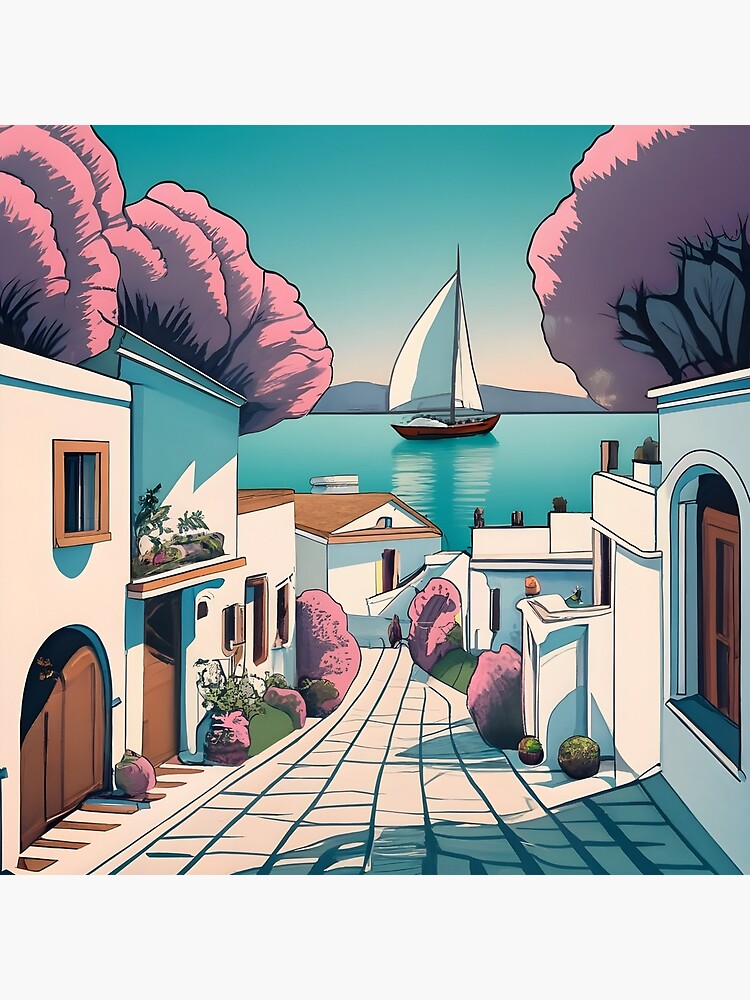 Thumbnail 4 of 4, Pillow, Old Traditional Greece Cycladic homes designed and sold by Patricks-Art.