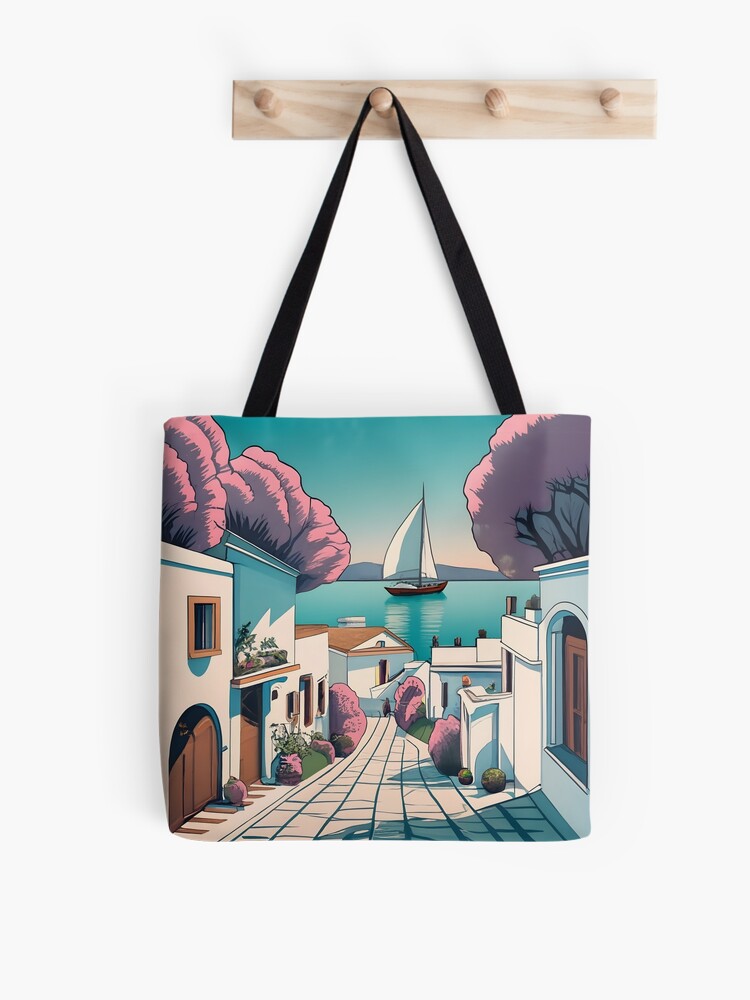 Thumbnail 1 of 2, Tote Bag, Old Traditional Greece Cycladic homes designed and sold by Patricks-Art.