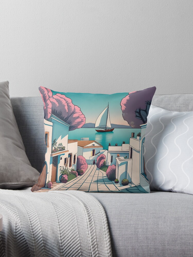 Thumbnail 1 of 4, Pillow, Old Traditional Greece Cycladic homes designed and sold by Patricks-Art.