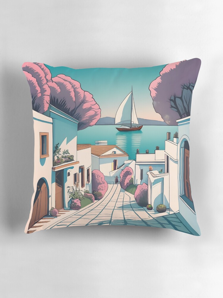 Thumbnail 3 of 4, Pillow, Old Traditional Greece Cycladic homes designed and sold by Patricks-Art.