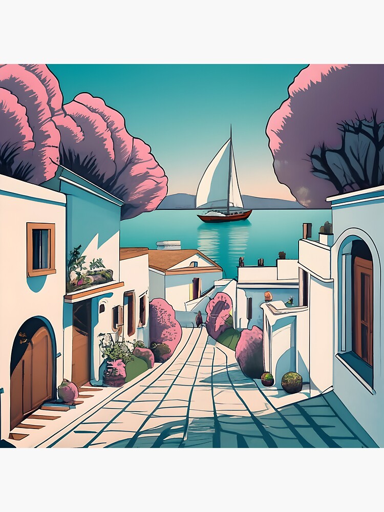 Thumbnail 4 of 4, Sticker, Old Traditional Greece Cycladic homes designed and sold by Patricks-Art.