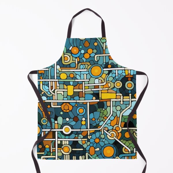 Item preview, Colorful fantasy pattern orange blue white green turquoise yellow black ornaments circuit diagram designed and sold by G-M-Designs.