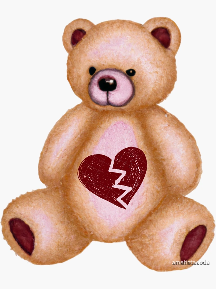 cute teddy bear broken heart tumblr | Sticker