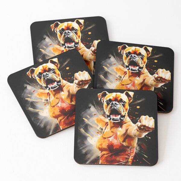 Item preview, Female boxing dog in the style of dynamic action painting designed and sold by AI-Only Creations.