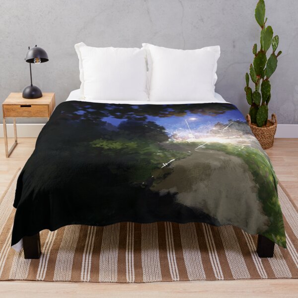 Item preview, Shadowy and dark path along the suburban road - car lights flashing bright - almost blinding - impressionism painting of a nightly walk designed and sold by tshuki.