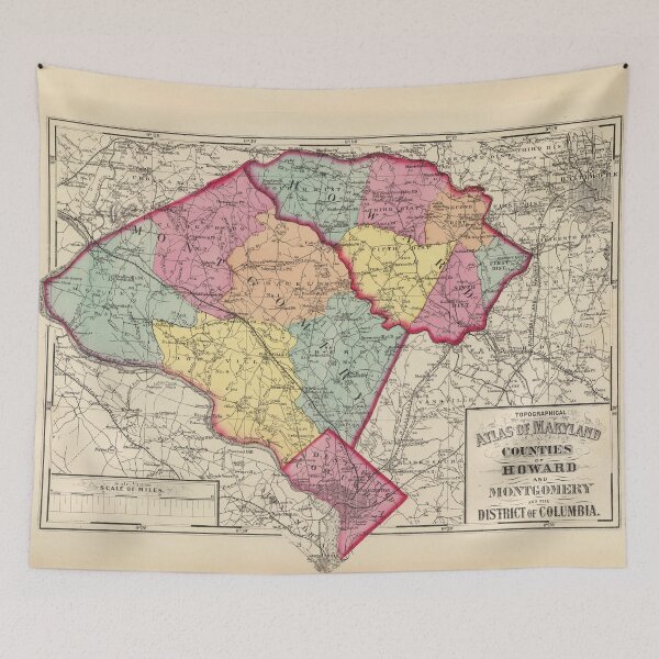 Item preview, Vintage Map of Montgomery and Howard County MD (1873) designed and sold by BravuraMedia.