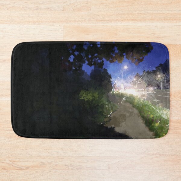 Item preview, Shadowy and dark path along the suburban road - car lights flashing bright - almost blinding - impressionism painting of a nightly walk designed and sold by tshuki.