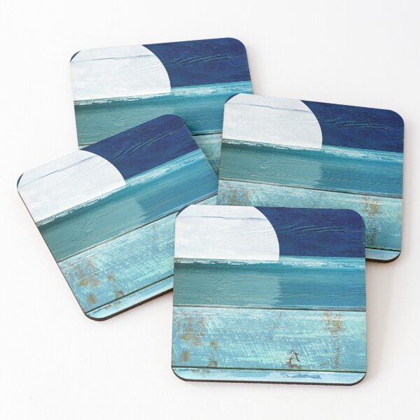 Shabby rustic weathered blue wood Coasters (Set of 4) by ghjura