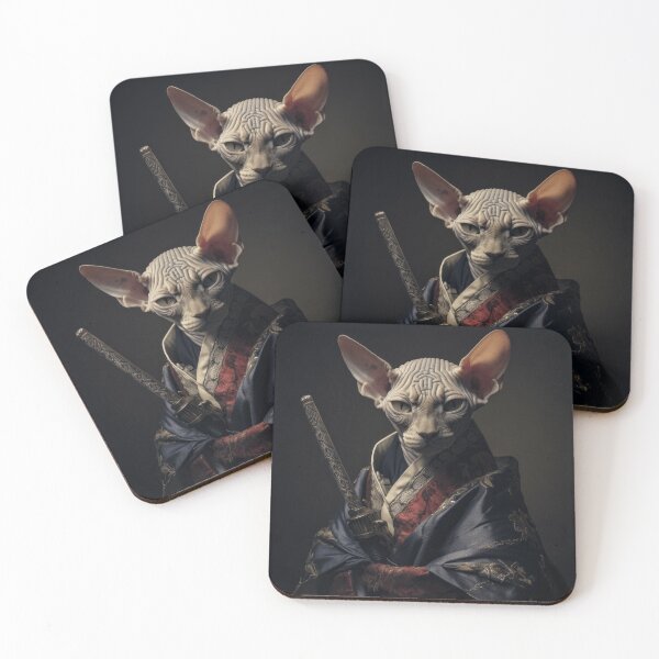 Item preview, Sphynx cat portrait like a samurai designed and sold by Cocco Banana.