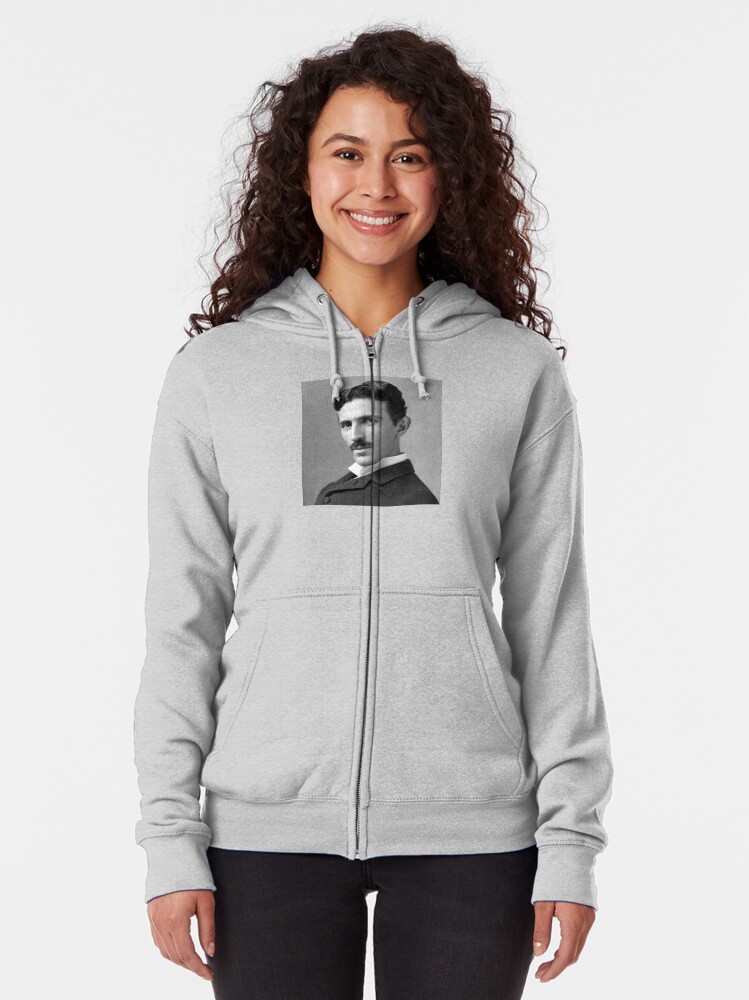 Download "Nikola Tesla Portrait" Zipped Hoodie by jimmywatt | Redbubble