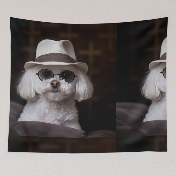 Item preview, Cute Bichon Frise with hat and glasses designed and sold by Cocco Banana.