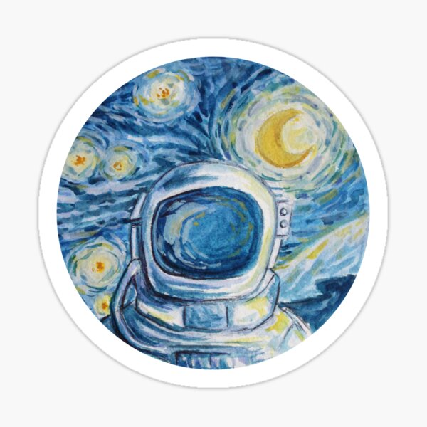 van gogh space astronaut painting Sticker