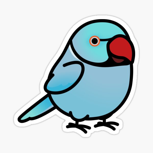 Chubby Blue Indian Ringneck Parakeet Sticker