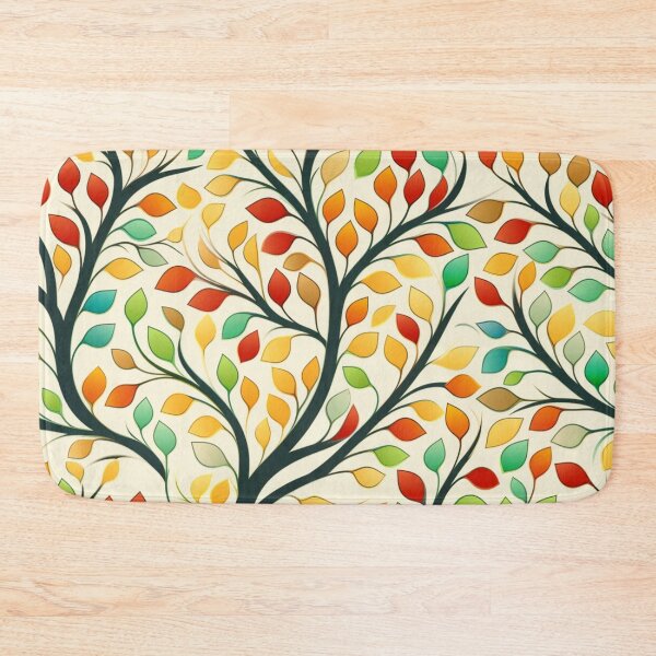 Item preview, Colorful fantasy pattern black yellow orange green blue ornaments trees forest autumn designed and sold by G-M-Designs.