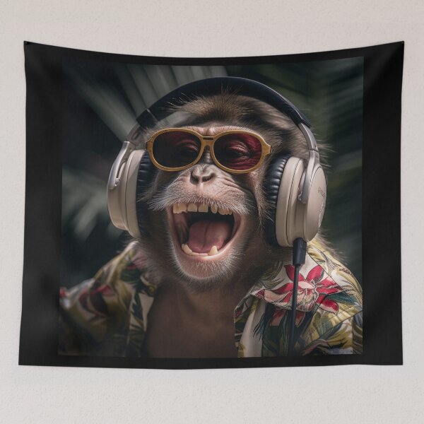 Item preview, Cute monkey listening to music designed and sold by Cocco Banana.