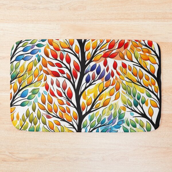 Item preview, Colorful fantasy pattern black yellow orange green blue ornaments trees forest autumn designed and sold by G-M-Designs.
