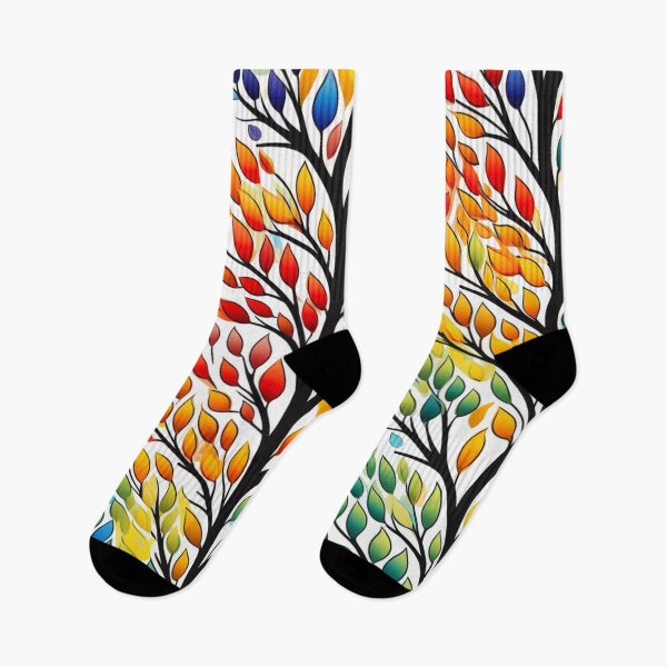 Item preview, Colorful fantasy pattern black yellow orange green blue ornaments trees forest autumn designed and sold by G-M-Designs.