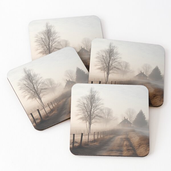 Item preview, foggy countryside morning print, fog designed and sold by dcrc.